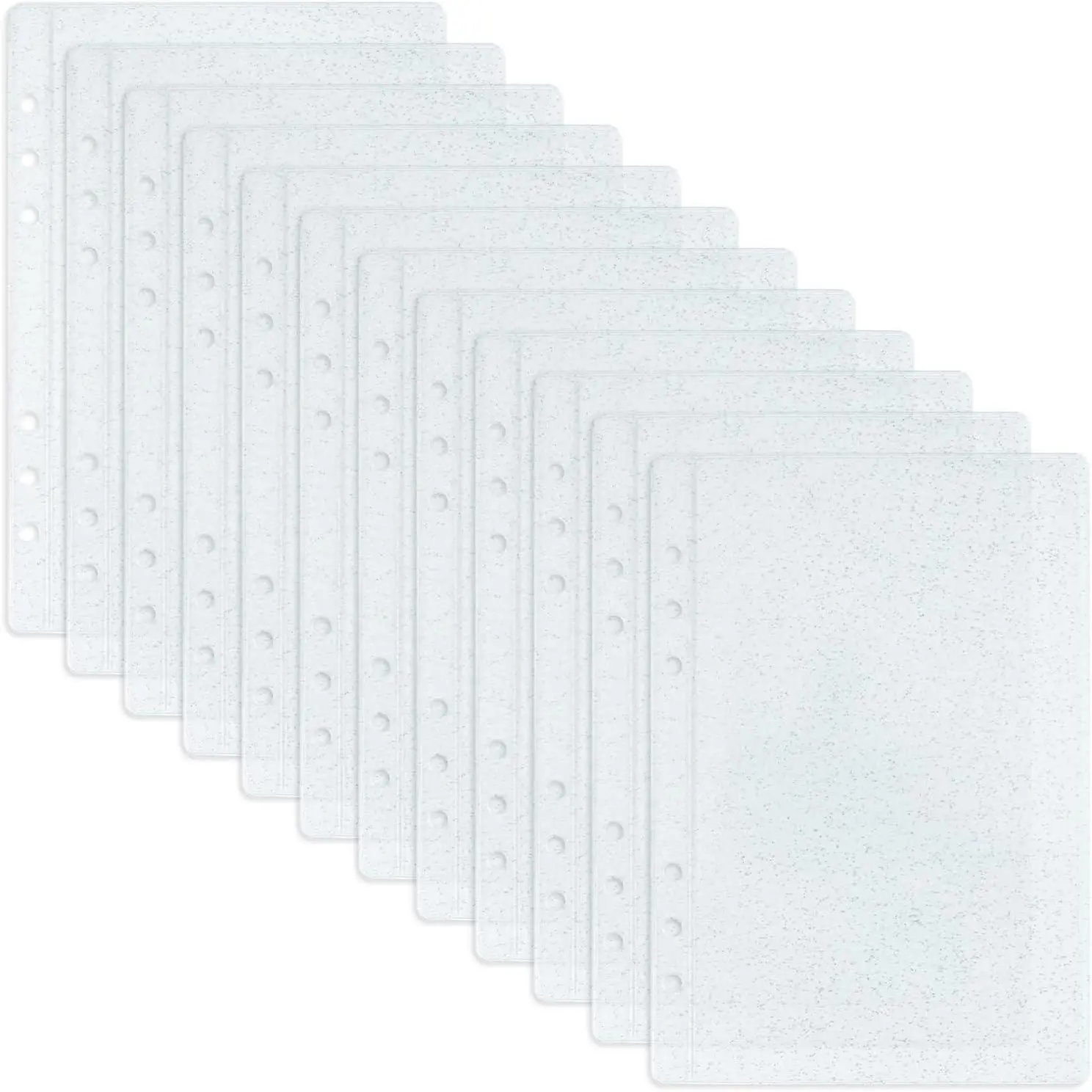 12 count A5 Binder Pockets 6 Holes Budget  Envelopes Zipless  Folder Organizer Glitter PVC Side Open Binder Pouches