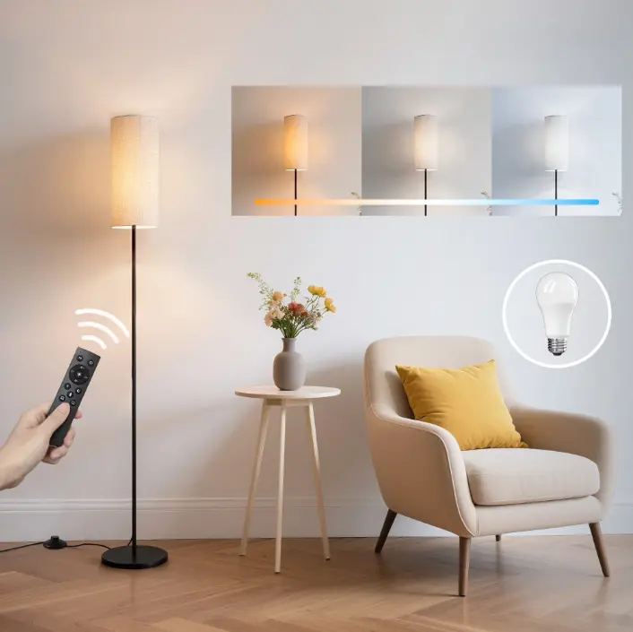 DAYBETTER Ambient Dimmable LED Floor Lamp - Remote Control, Adjustable Light, All Components Included, Easy Assembly, Home Decoration for Relaxation Focus, Lamps for Bedroom, Indoor Living Room Use