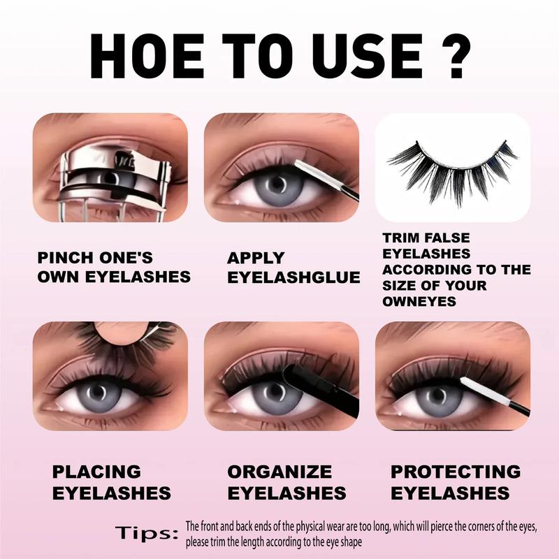 Manga Style Cat Eye Look Volumized False Eyelashes, 10 Pairs Spiky Cluster Lashes, Natural Curl Eye Makeup Strip Lashes, Eyelash Clusters for Women/ Girls Eyelash Extensions for Cosplay & Party, DIY Cluster Lashes