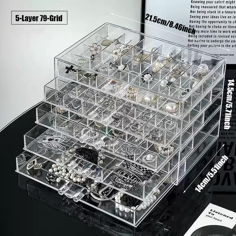 Layers Plastic Dustproof Jewelry Box, 1 Count Jewelry Storage Box, Transparent Large Storage Display Case, Multi-layer Earrings Rings Necklaces Bracelets Pendants Organizer, Home Jewelry Organizer, Jewelry Holder Organizer
