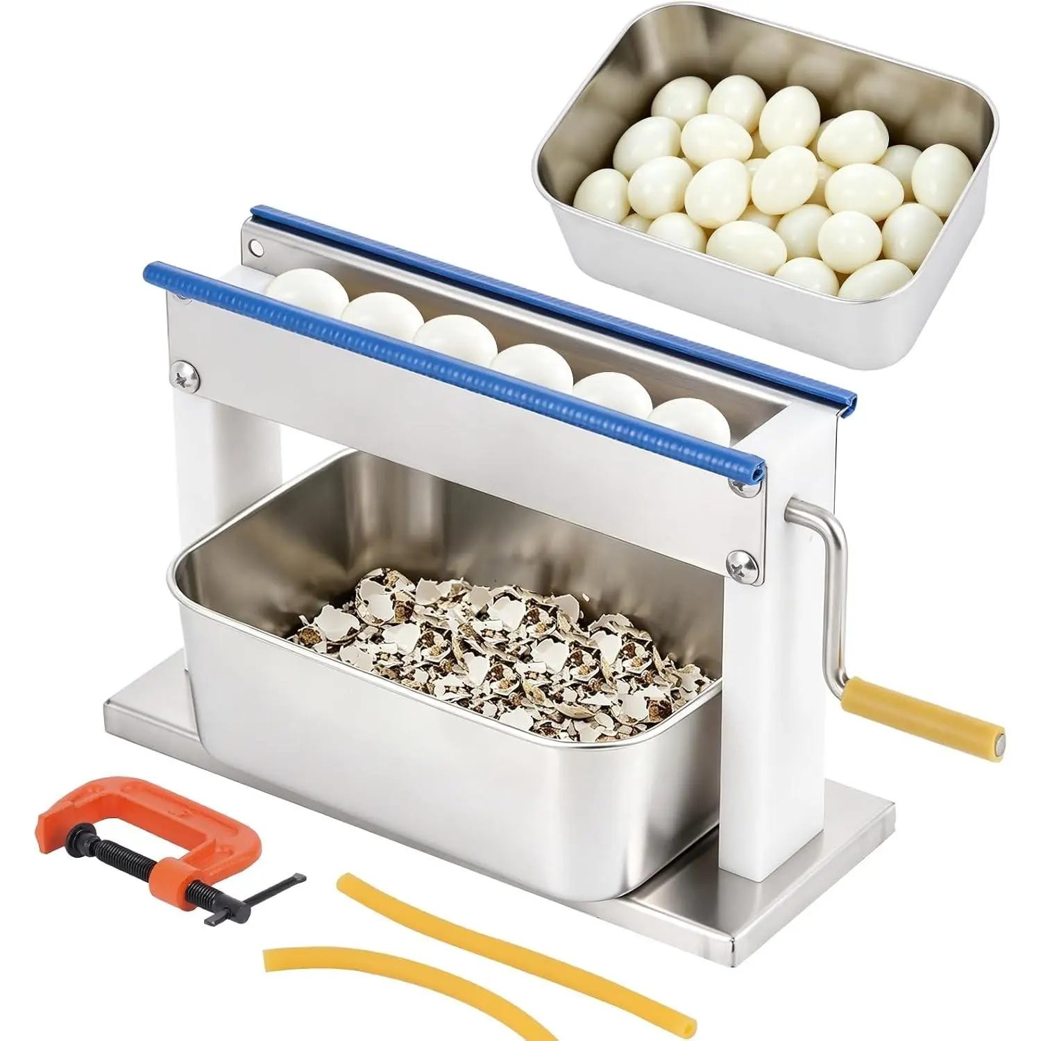 Manual Quail Egg Peeler Sheller with 2 Stainless Steel Trays Household Quail Bird Egg Peeling Machine Egg Huller