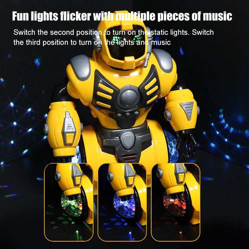 Dancing Robot with Light Rotary |   Yellow and Chocolate Colored, Uncharged, Battery-Free Robot Toy for