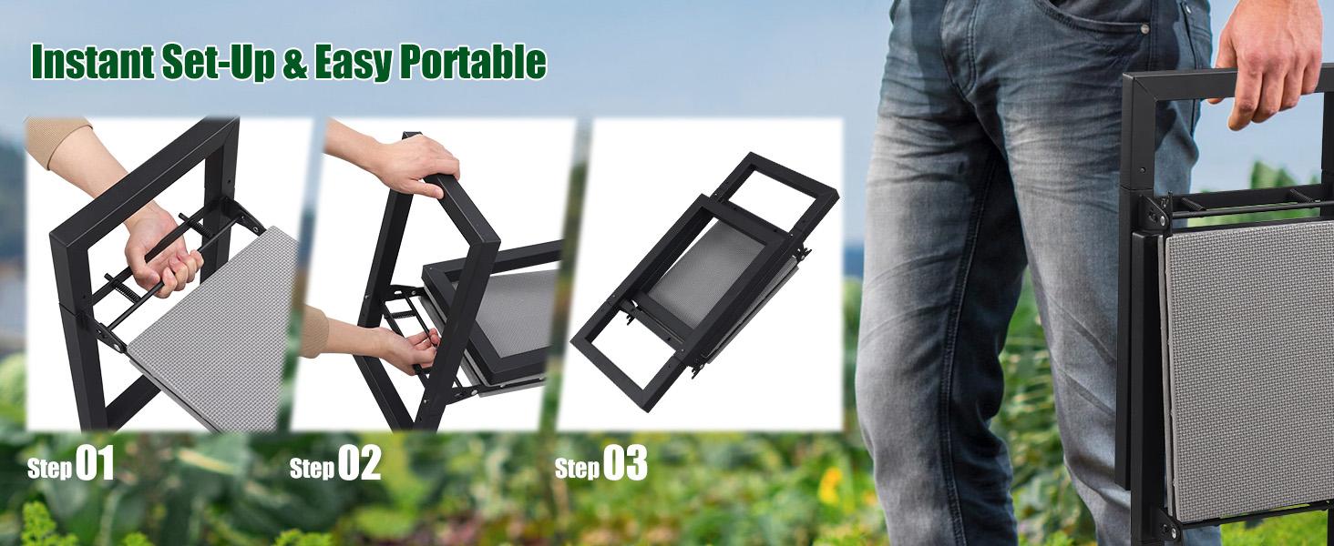 Kneeler and Seat, Foldable Stool 400lbs, Protects Knees and Back, for, Men, and Seniors Gardeners, Large Size 19"x10.6"x18.5"