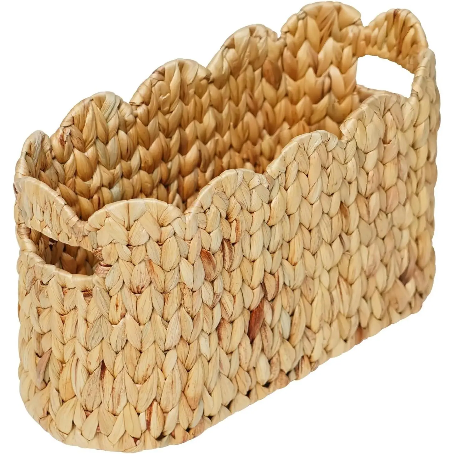 Toilet Paper Storage Basket, Scalloped Wicker Basket for Bathroom Organizers and Storage, Hand-Woven Rattan Bathroom Decor Accessories, Natural Water Hyacinth