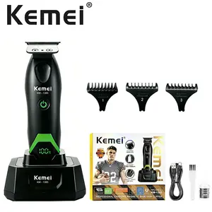 Kemei Km-1386 Hair Clipper and Shaver, LED Display, Original Charging Base, Dlc Wear-Resistant Blade, Ideal for Salons, Stylists, Home Use