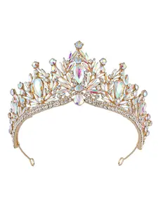 Bride Crown European and American Baroque Alloy Color Beauty Crown Tiara