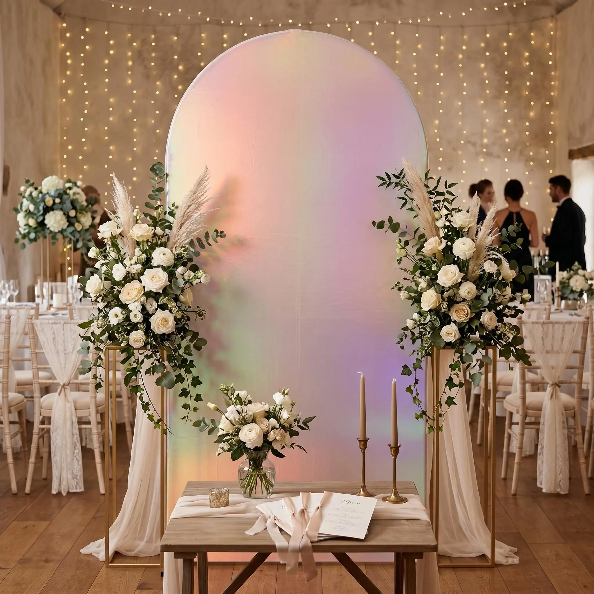 GARVEE 6FT Wedding Arch Backdrop Cover Stretchy Spandex Wall Fitted Glitter Round Top Chiara Covering for Balloon Birthday Party Bridal Baby Shower Ceremony Banquet Photography Decoration