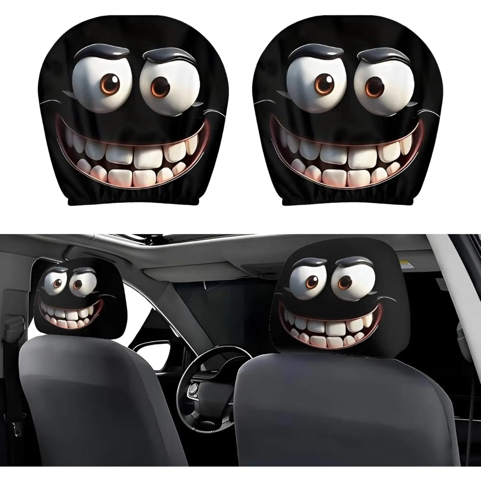 2 Pcs Funny Headrest Covers for Cars  Spooky Halloween Christmas Car Seat Accessories, Universal Fit for a Joyful Road Trip,Daily jokes and pranks