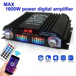Peak Power HiFi Sound Amplifier Digital 4 Channel Audio Amplifier Bluetooth Karaoke Player FM Radio Support Remote Control