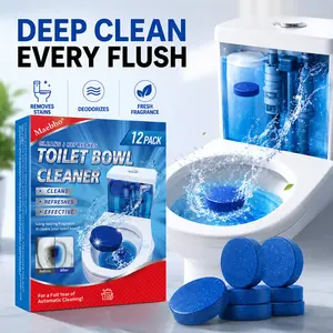 Toilet Bowl Cleaners, Automatic Toilet Tank Cleaner Tablets, Blue Toilet Bowl Cleaner Tablets for Deodorizing & Descaling, Powerful Cleaning, Slow-Release Against Tough Stains 12 Pack, Scented Cleaning Products