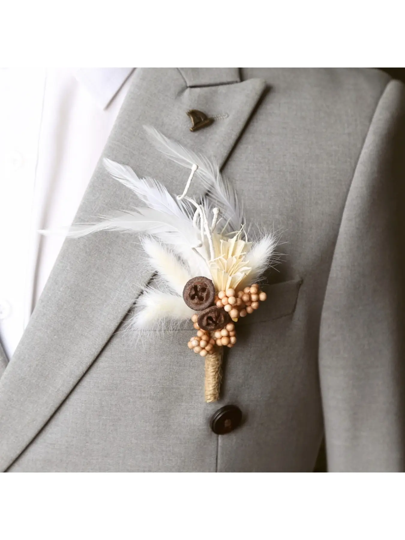 Handmade fresh flower dried flower boutonniere bridal groom wedding party dress graduation corsage accessory