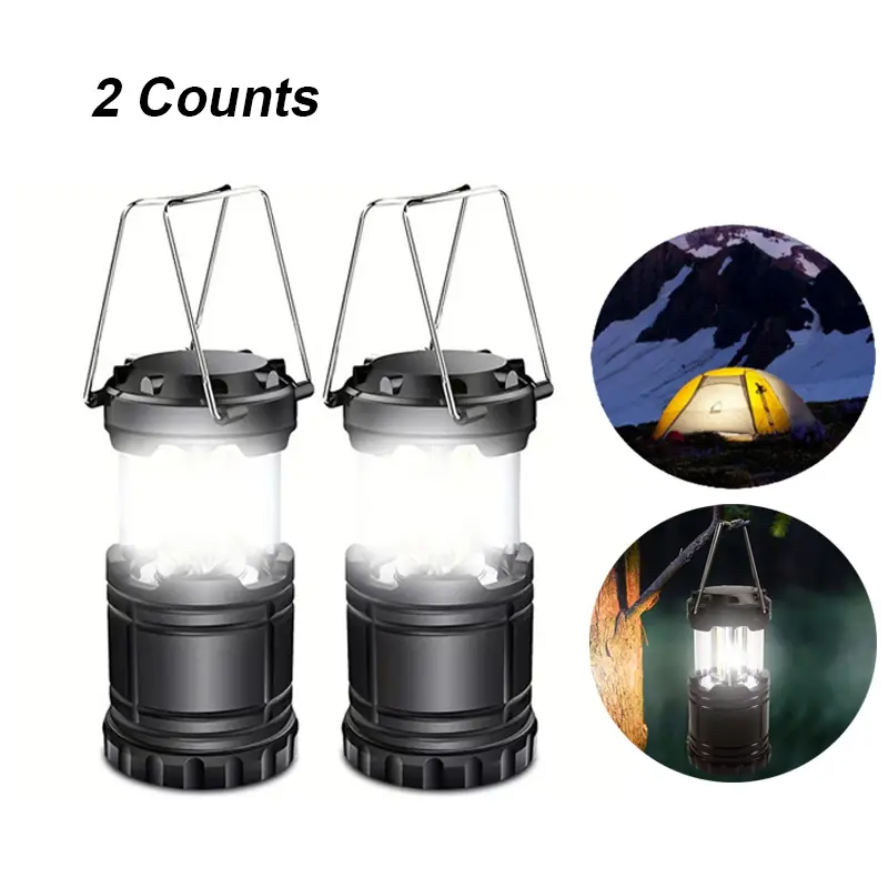 2-Pack LED Mini Tent Lights, Portable COB Lantern, Extendable Flashlight, Waterproof Emergency Outdoor Lamp, Camping Gear, Camping Lanterns, Portable Lighting (battery Not Included)