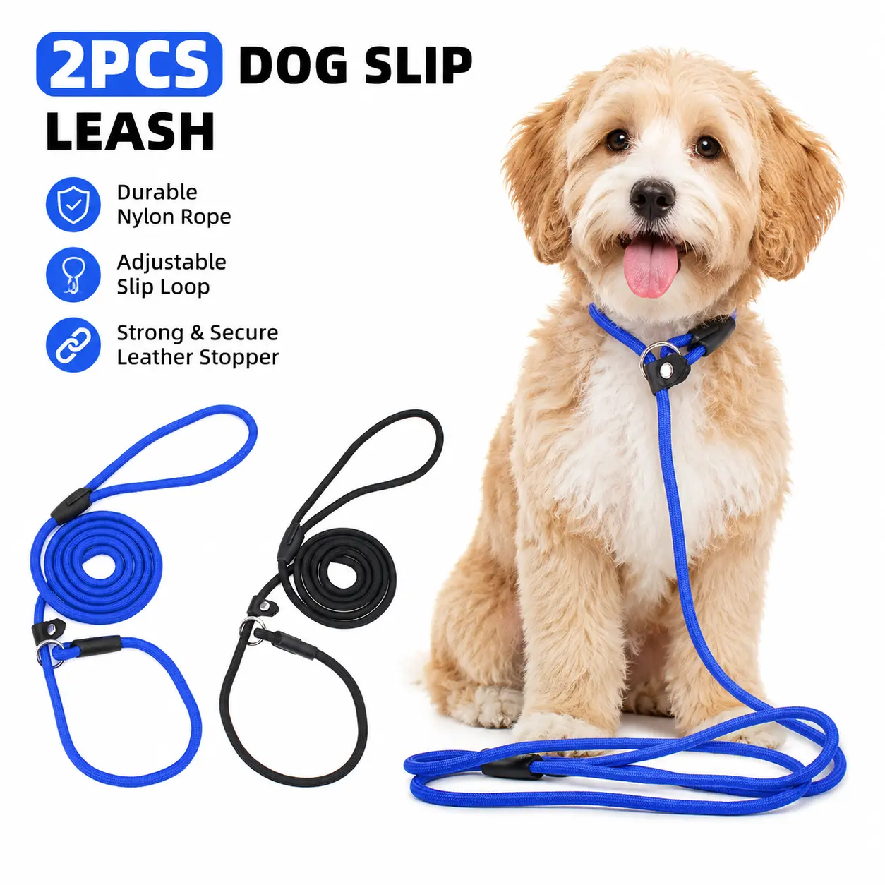 Dog Collars, Harnesses & Leads Set (2PCS) - Adjustable Loop Collar, Essential Dog Harness, Pet Traction Rope for Easy Walking & Training (Small to Large Dogs)-YY1, Harness Set, Small-Large