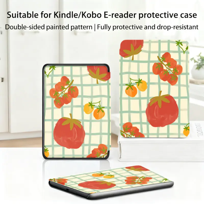 for Kindle/kobo/Tolino Case Tomato Grid Pattern Print Design for New Kindle 11Th 2019, for Kindle 11th Generation Case for Kindle 11Th (2022/2024), 6-Inch, 7-Inch Kindle Paperwhite 12Th Generation 2024 Vision Color (2024) /Vision 6 (2021）/Shine Color (202