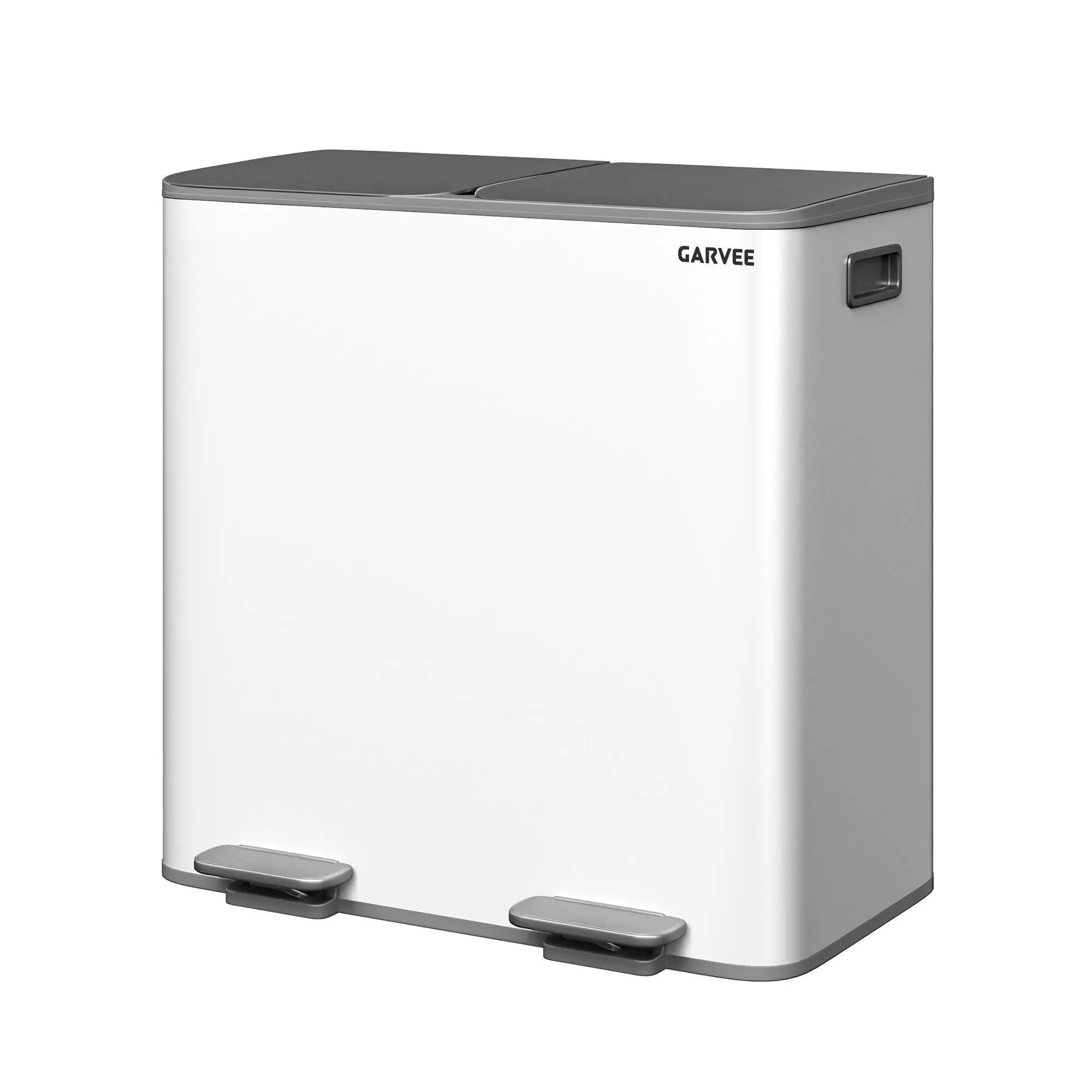 Garvee Stainless Steel Rectangular Dual Compartment Step Garbage Can Kitchen - 2x10.6gal Soft-Close Lid Bins, Odor & Fingerprint Resistant Removable Buckets, Filters for Home Kitchen Use