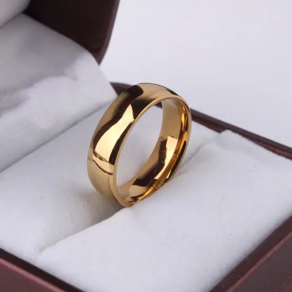 Ring Gold color wedding rings for women Glossy 316l Stainless Steel ring for Men and Women