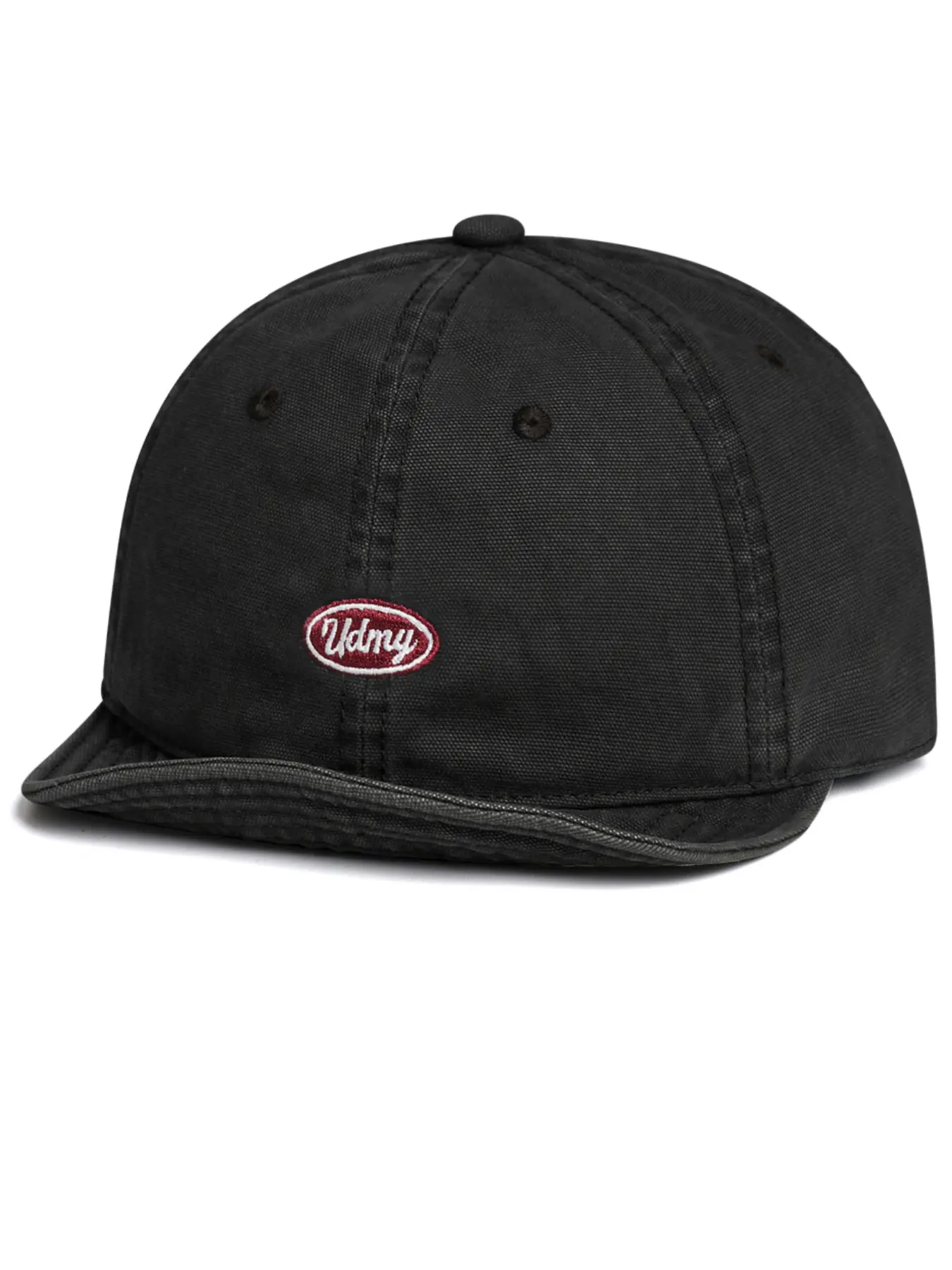 Japanese Style Simple Washed Vintage Soft Brim Duckbill Hat, Retro Round Logo Letter Short Brim Casual Baseball Cap, Trendy Accessory for Men