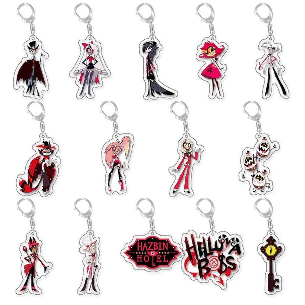 Anime Charlie Morningstar Vaggie AD Alastor 3 Vees Cosplay Costume Key Pendant Props Acrylic Keychain Keyring