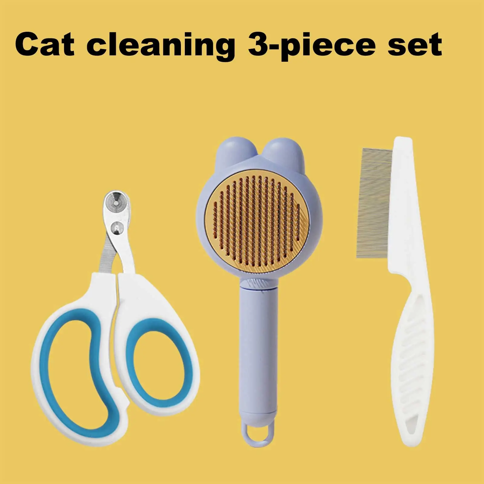 Pet Grooming Kit for Cats and Dogs, Float Hair Comb, Flea Steel Needle Brush, Round Hole Cat Nail Clipper, Pet Care Beauty Set