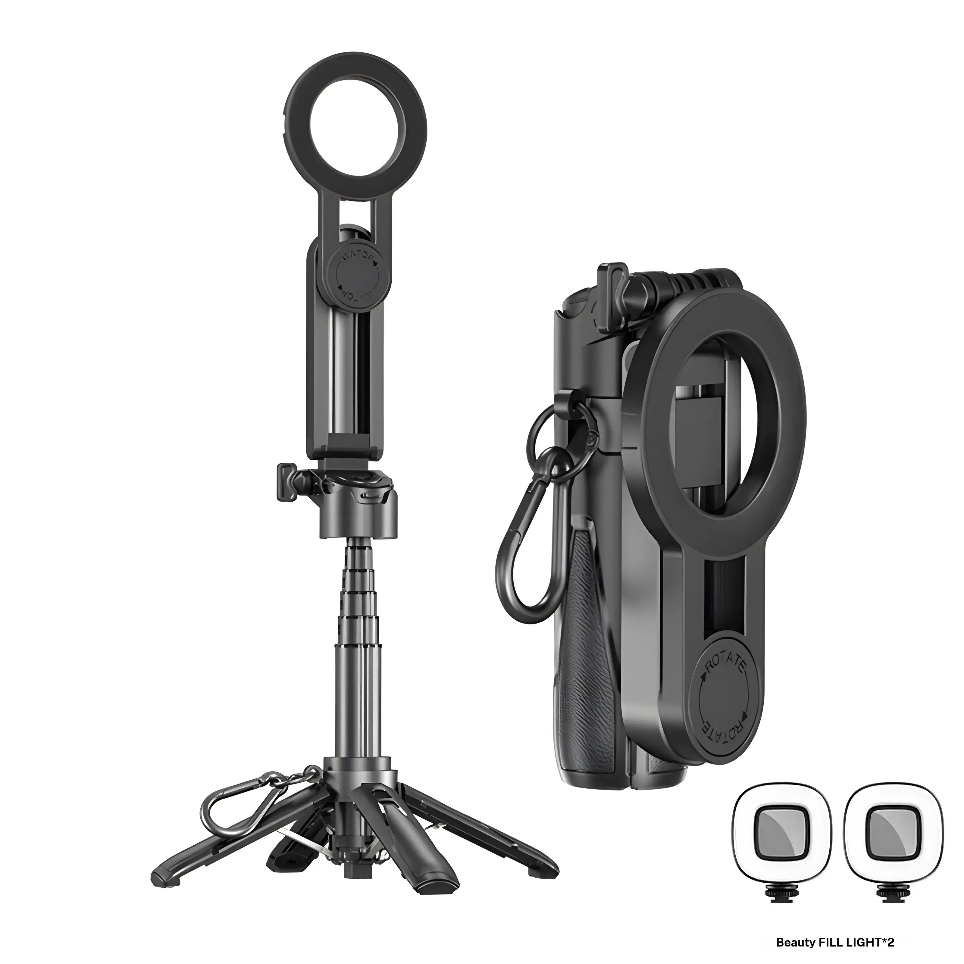 2026 New Upgraded Mini 4 in 1 Selfie Stick with 360° Rotation, Wireless Bluetooth Remote and Phone Holder. Ideal for selfies, video recording and live streaming. Compatible with most phones, maximum extension of 25 inches