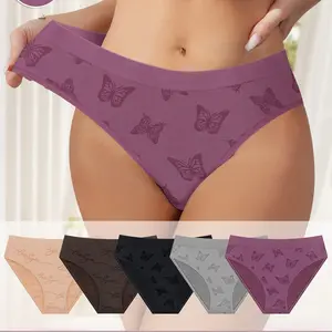 Pack of 5 Low-Rise Women's Seamless Panties – Breathable, Tummy-Control & Butt-Lifting with Subtle Butterfly Pattern