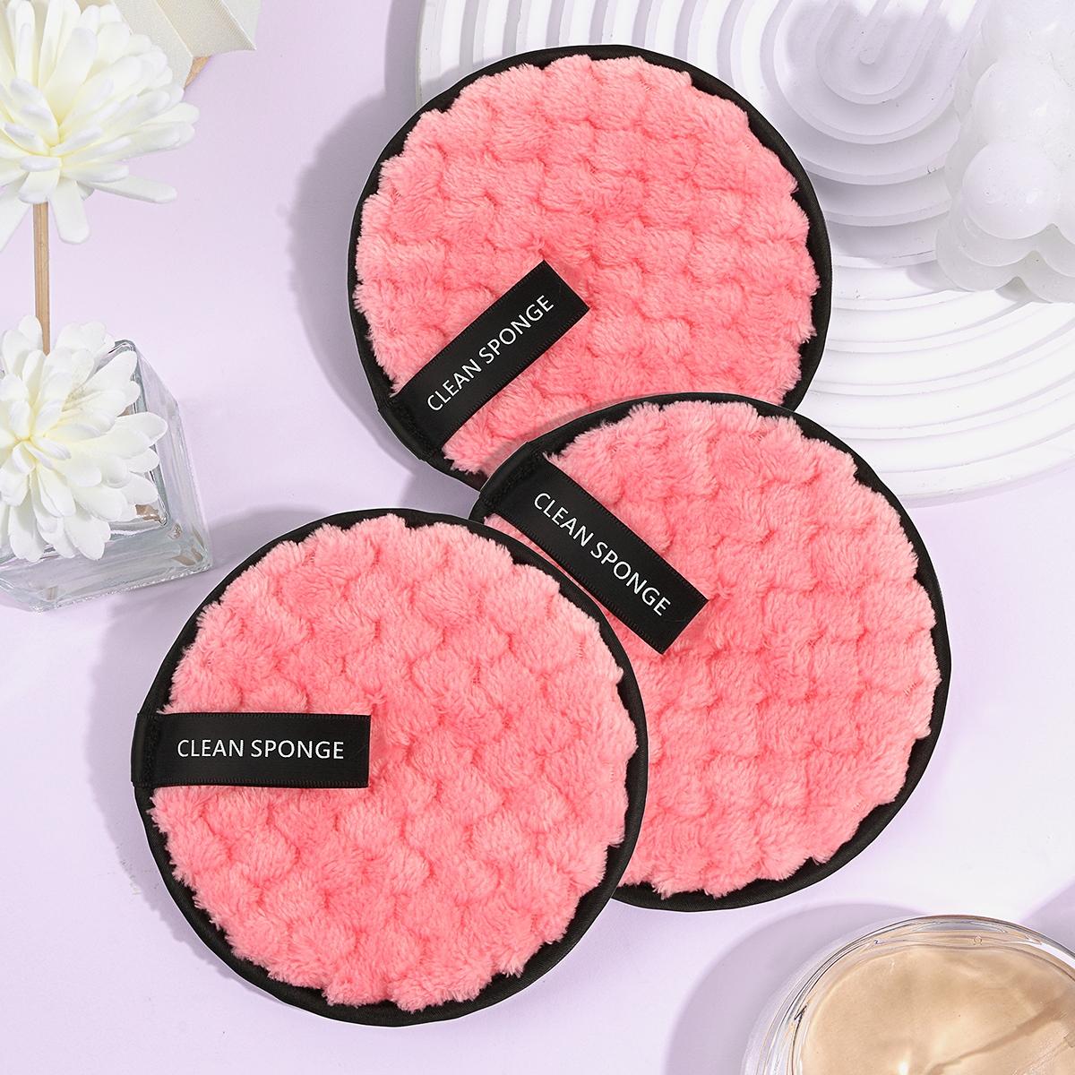 Soft Plush Makeup Remover Cleansing Pads, 3 Counts/set Reusable Facial Cleansing Puff for Daily Use, Multi-use Facial Makeup Removal Tool for Women