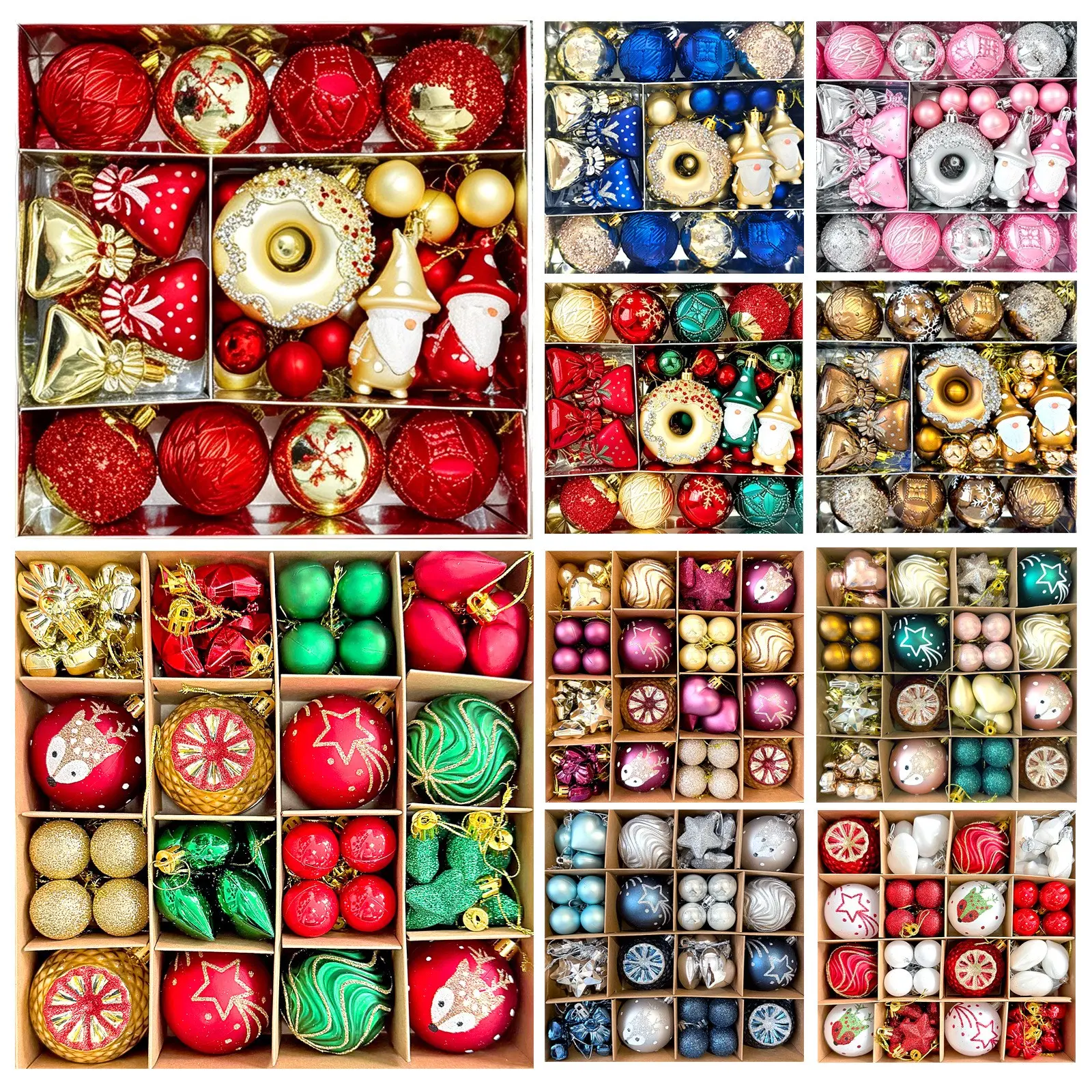 New 2026 Christmas Decorations, Donut Rudolph Elf Painted Christmas Balls Gift Box Set, Christmas Tree Ornaments, Festive Holiday Decor