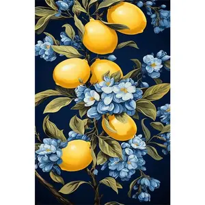 5D DIY Diamond Painting Kit with Tools Lemon Flower Pattern Unframed Sparkling Rhinestone Art Home Decor Wall Decoration Craft Gift for Living Room Bedroom