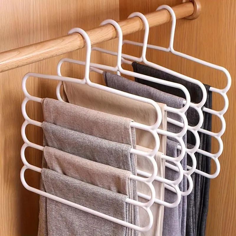 Multi-layer Pants Hanger, 5 Counts Non-slip Clothes Organizing Hanger, Multifunctional Clothes Storage Rack for Home Wardrobe, Home Organizers