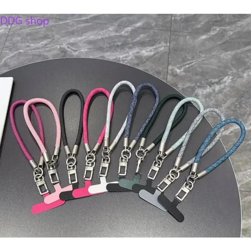 Color mobile phone lanyard, handmade jewelry DIY creative polyester wrist rope, pendant mobile phone pendant anti-drop finger rope