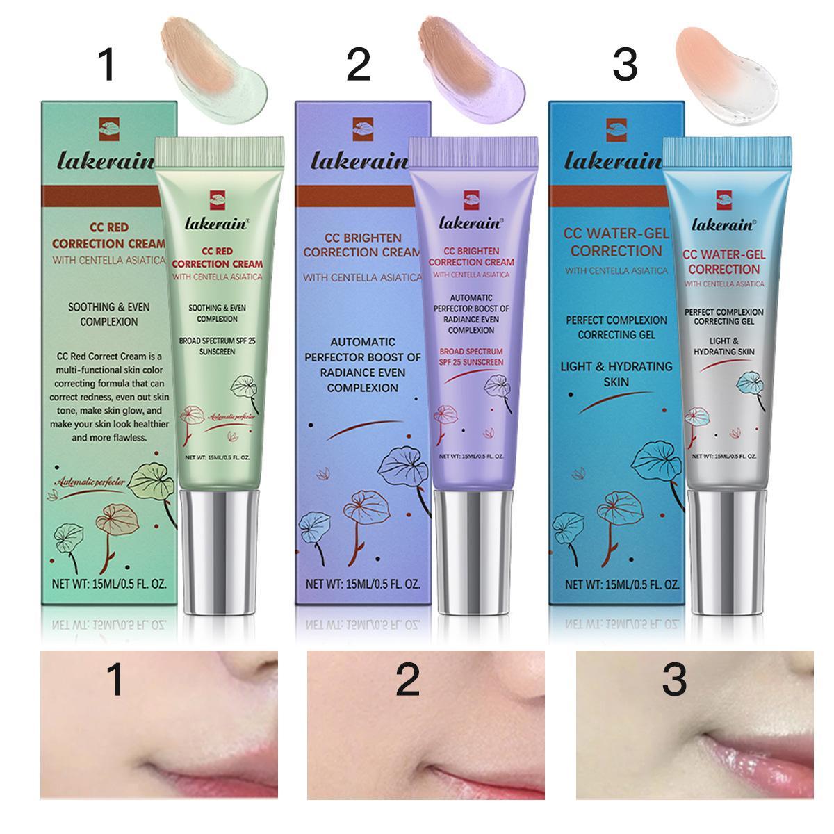 Moisturizing CC Cream, 3 Counts/set Long Lasting Full Coverage Flawless Makeup Cream, Lightweight Concealer Makeup Base Primer for Women & Girls