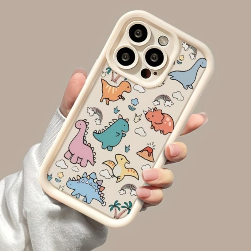 Colorful And Cute Dinosaur TPU Pattern Case for iPhone 16 15 14 Pro Max 13 12 11 XR XS E Plus Shockproof Full Camera Protection Durable slim Silicone Cover