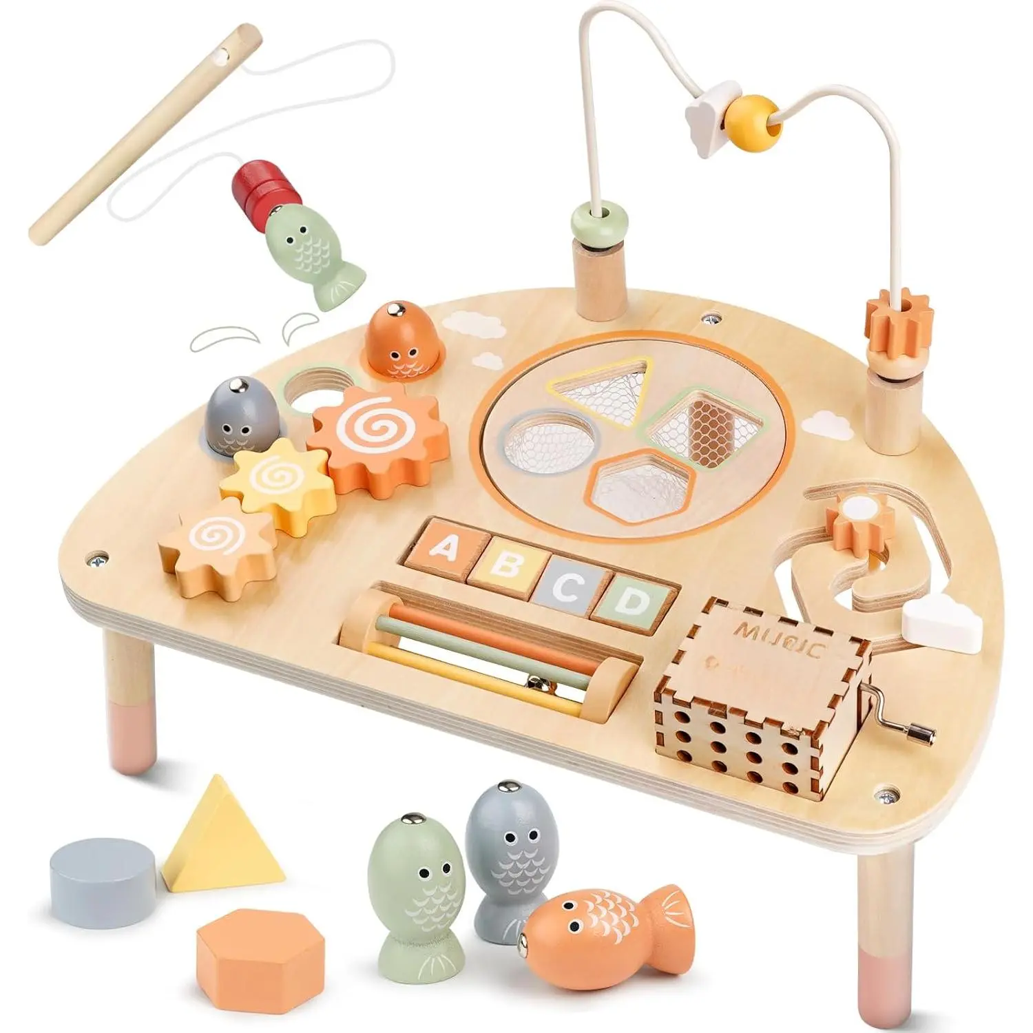 Activity Table  1 Year Old, Montessori Toys  1 2 Year Old Girls Boy Gifts, 8 in 1 Wooden Sensory Play Table  Toddler 1-3, Learning Toys  Baby 12-18 Months 1st Christmas Birthday Gifts