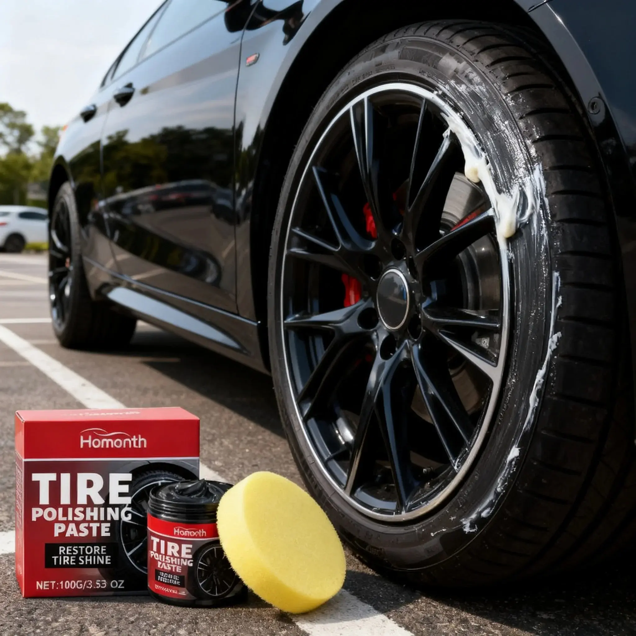 Tire Polishing Paste for Car Tires, Tire Coating Wax for Retreading, Universal Rubber and Plastic Refurbish Paste, Auto Care Essential, Adhesion, Easy