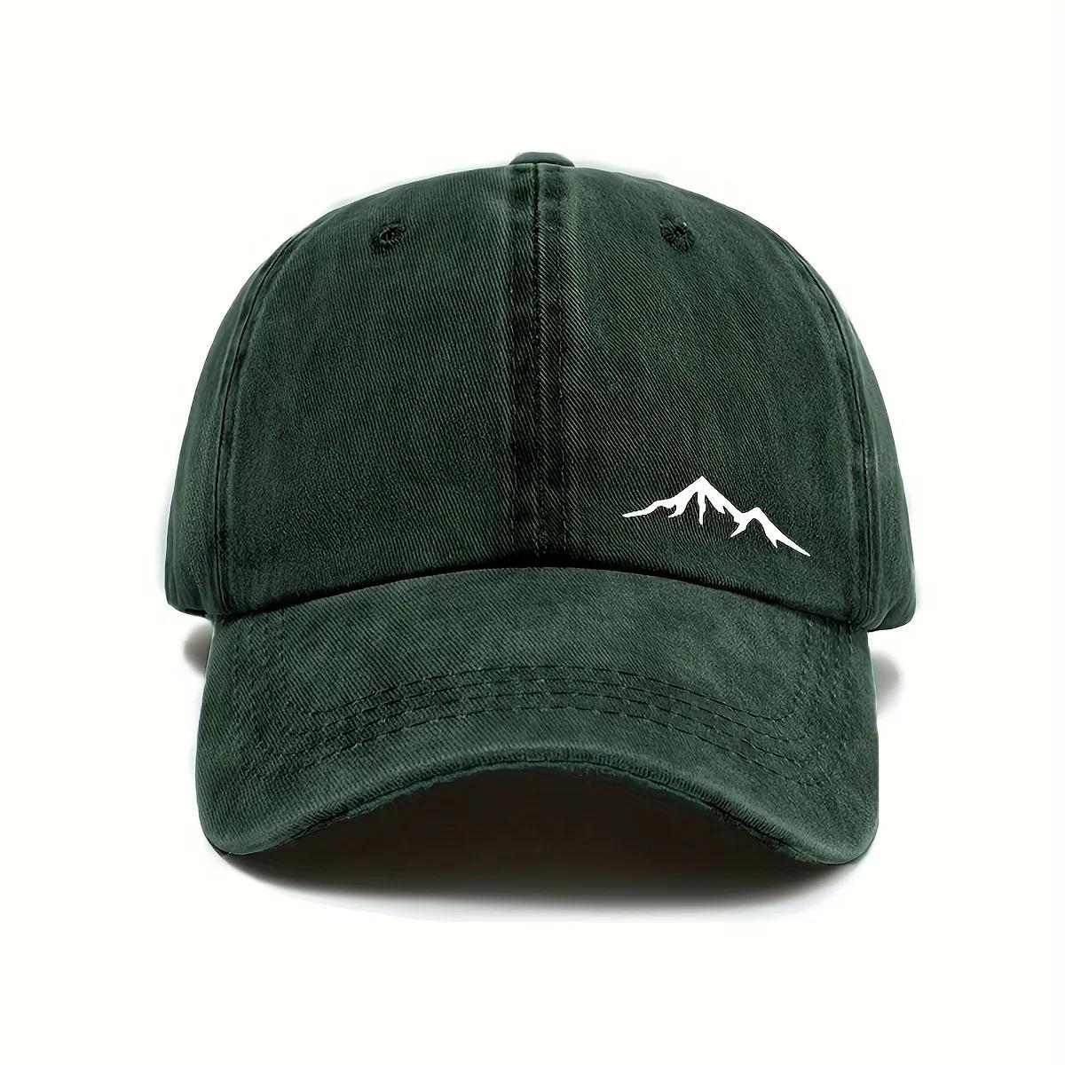 Mountain Peak Printed Washed Cap - Men's and Women's Baseball Cap - Soft Top Outdoor Mountaineering Bowler Hat