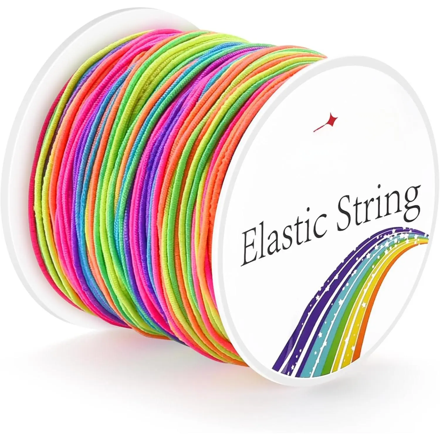 Rainbow Elastic String, 1mm Sturdy Stretchy Cord, Elastic String for Bracelets, Beading, Necklaces,  Making, and Craft Supplies