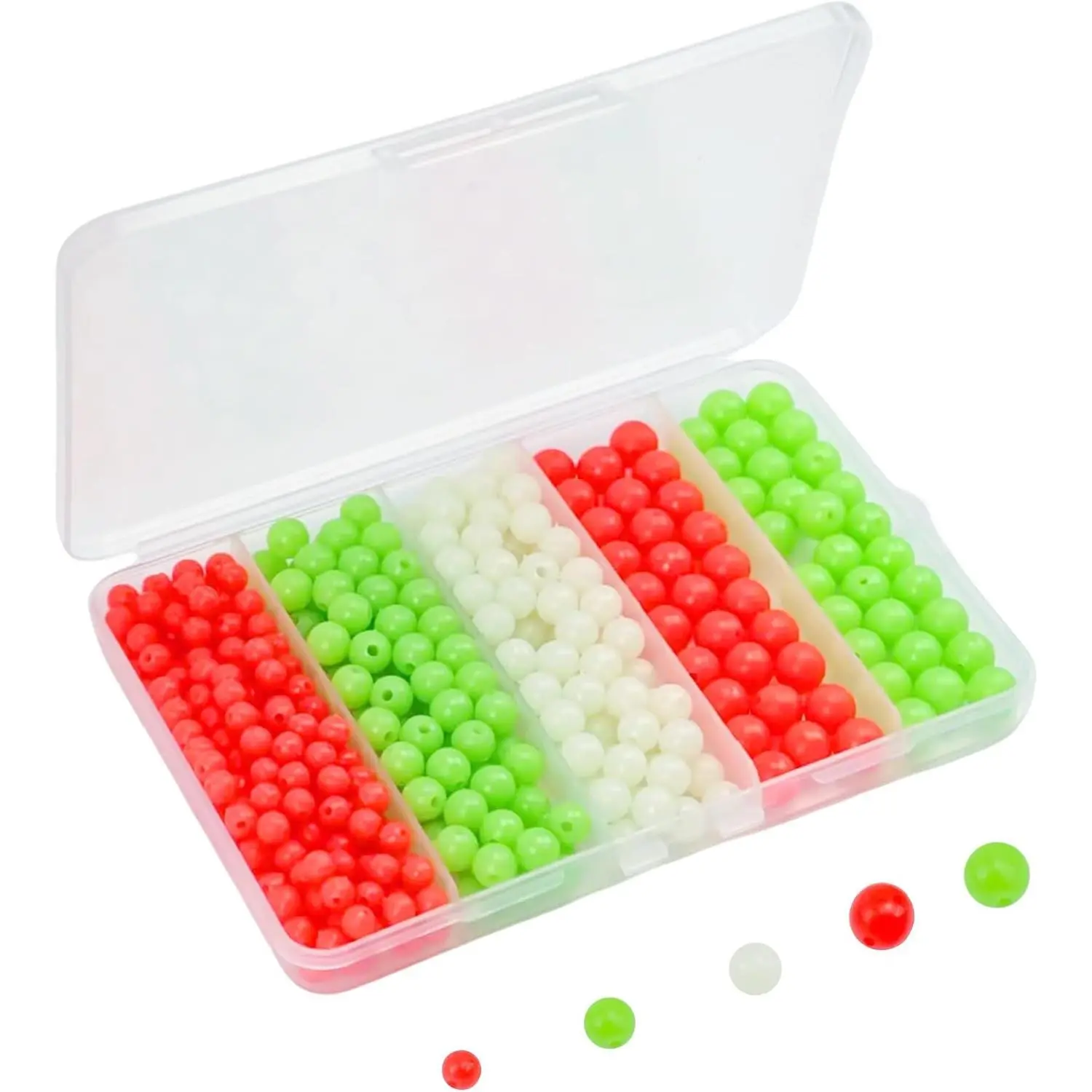 400 count Glow Fishing Beads Kit - 6mm 8mm 10mm Glow in the Dark Fishing Line Beads Saltwater Freshwater, Round Plastic Lure Rigging Catfish  Bedas for Salmon Trout