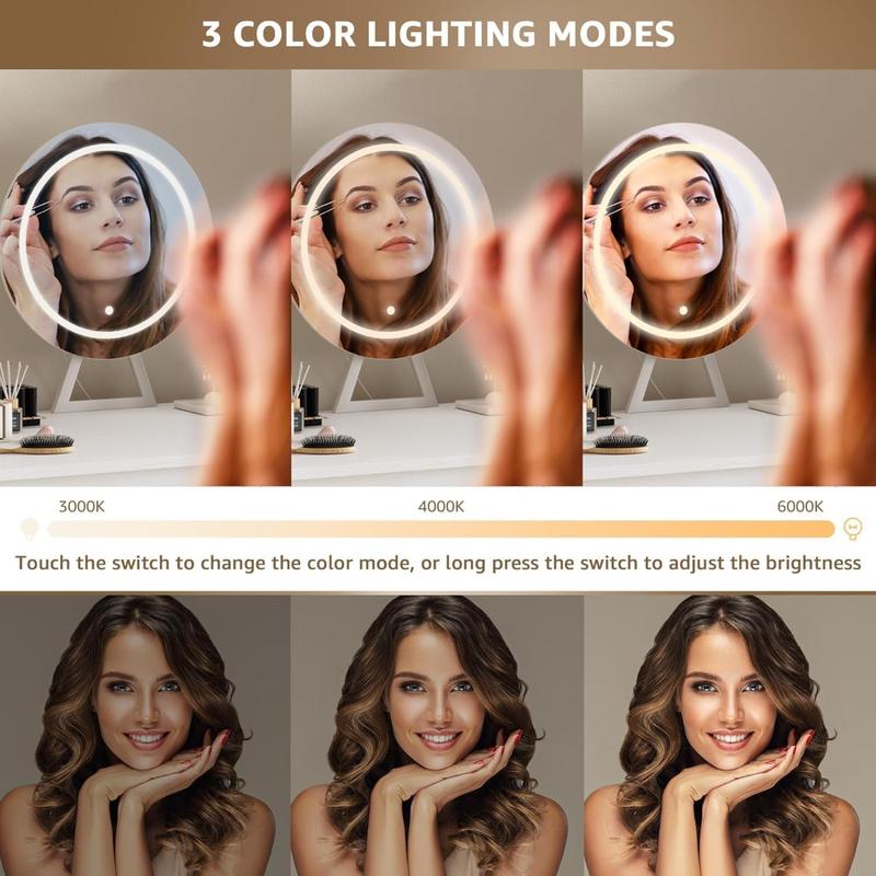 Gold Vanity Desk with Mirror and Light- Makeup Vanity Set Table with Chair, Storage, Lighted Mirror, 4 Large Fabric Drawers & Power Outlet, Dressing Table Vanities for Girls Bedroom, Get Free Gift