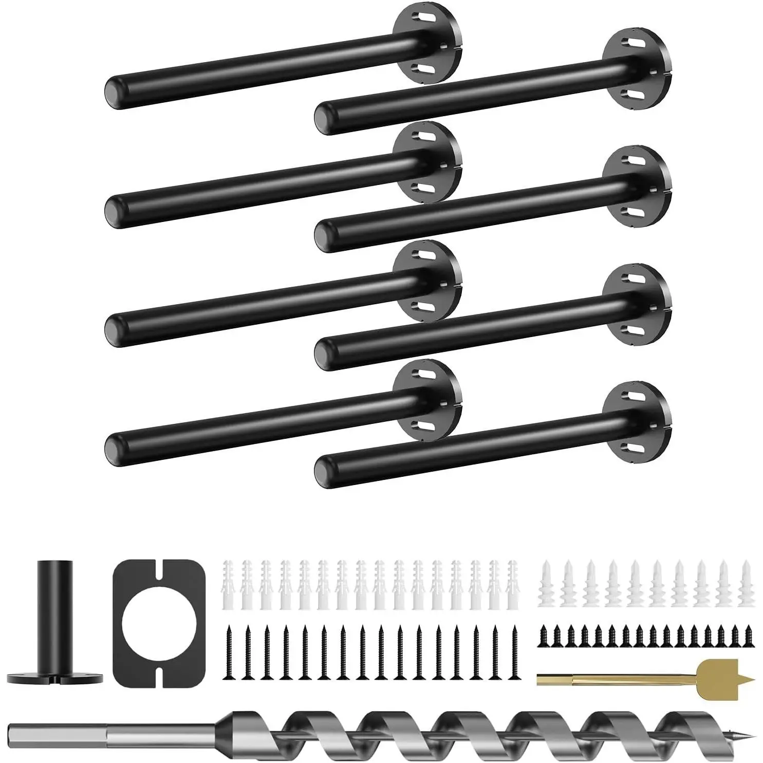 8pcs 8 Inch Heavy Duty Floating Shelf Brackets Hidden Invisible Black Metal Wall Shelf Support Hardware DecorativeGift