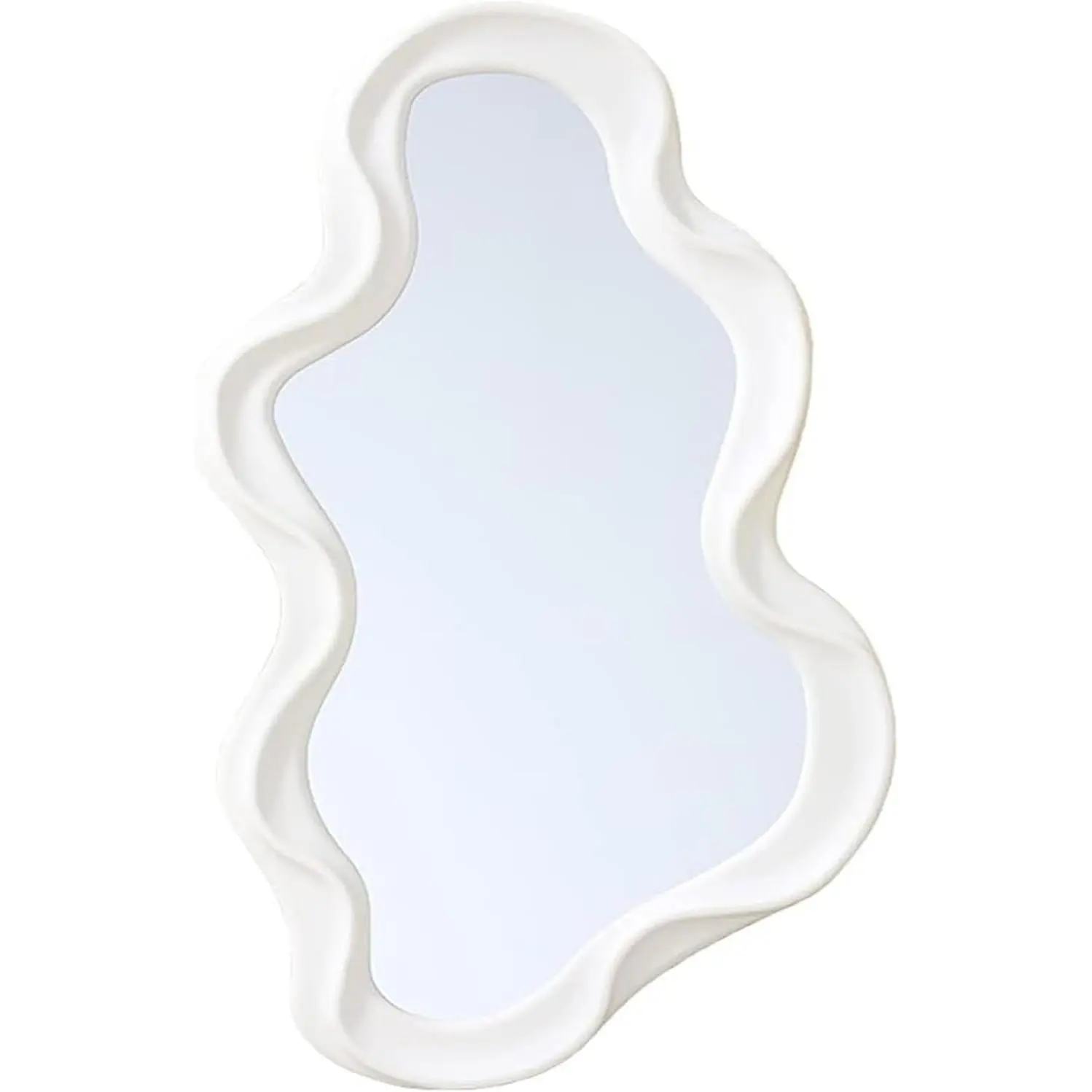Mokoze Asymmetrical Wall Mirror, Irregular Mirror, White,16.14" x 9.84"| Clear Float Glass Reflection, Wall-Mounted or Leaning Display, Ideal for Bedrooms, Vanities, Dorms, Entryways