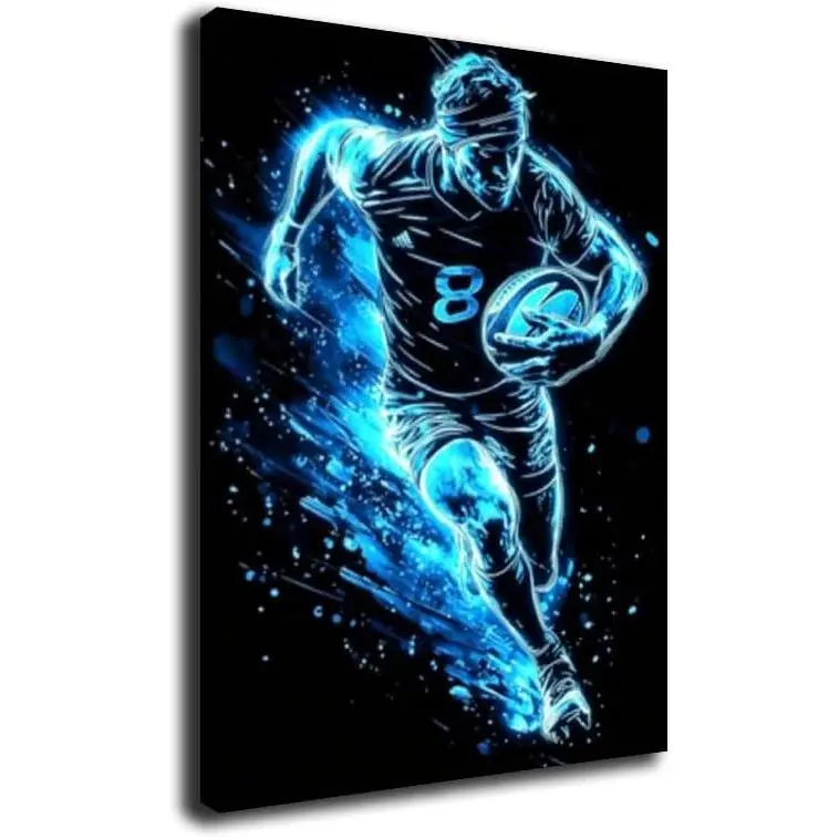 Rugby Player in Motion Posters Canvas Bedroom Office Room Decoration Gifts Wall Art Decoration Printing Posters