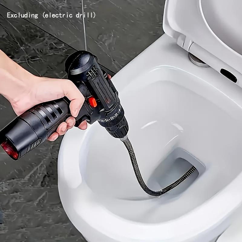 Electric Drain Cleaner 5m/196.85 Inch, Pipe Cleaning Spring, Sewer & Toilet Floor Drain Cleaner, Integrated Head Design, Drain Auger