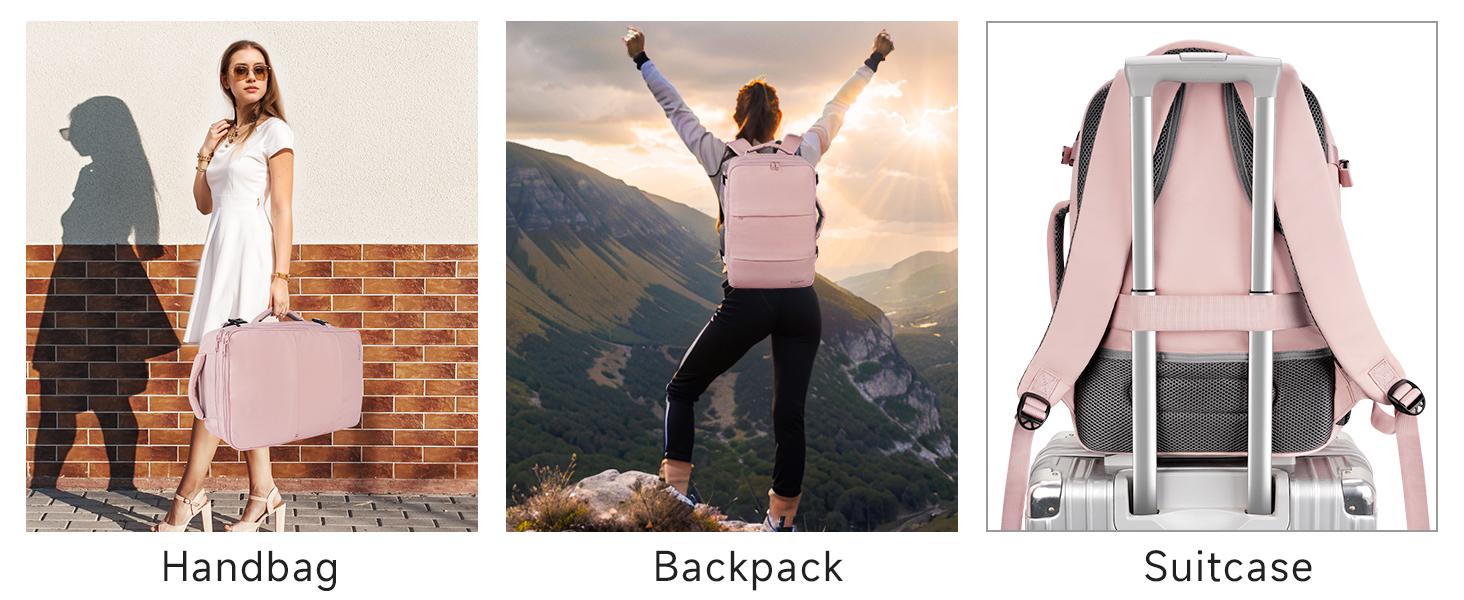 Women's Travel Backpack, Carry-On Backpack with USB Charging Port and Shoe Pocket, TSA Approved 15.6inch Laptop Backpack for Flight, College Nurse Bag Casual Backpack, Suitable for Weekend Business Hiking Trips, Pink Women's Travel Backpack, Carry-On Backpack with USB Charging Port and Shoe Pocket, TSA Approved 15.6inch Laptop Backpack for Flight, College Nurse Bag Casual Backpack, Suitable for Weekend Business Hiking Trips, Pink