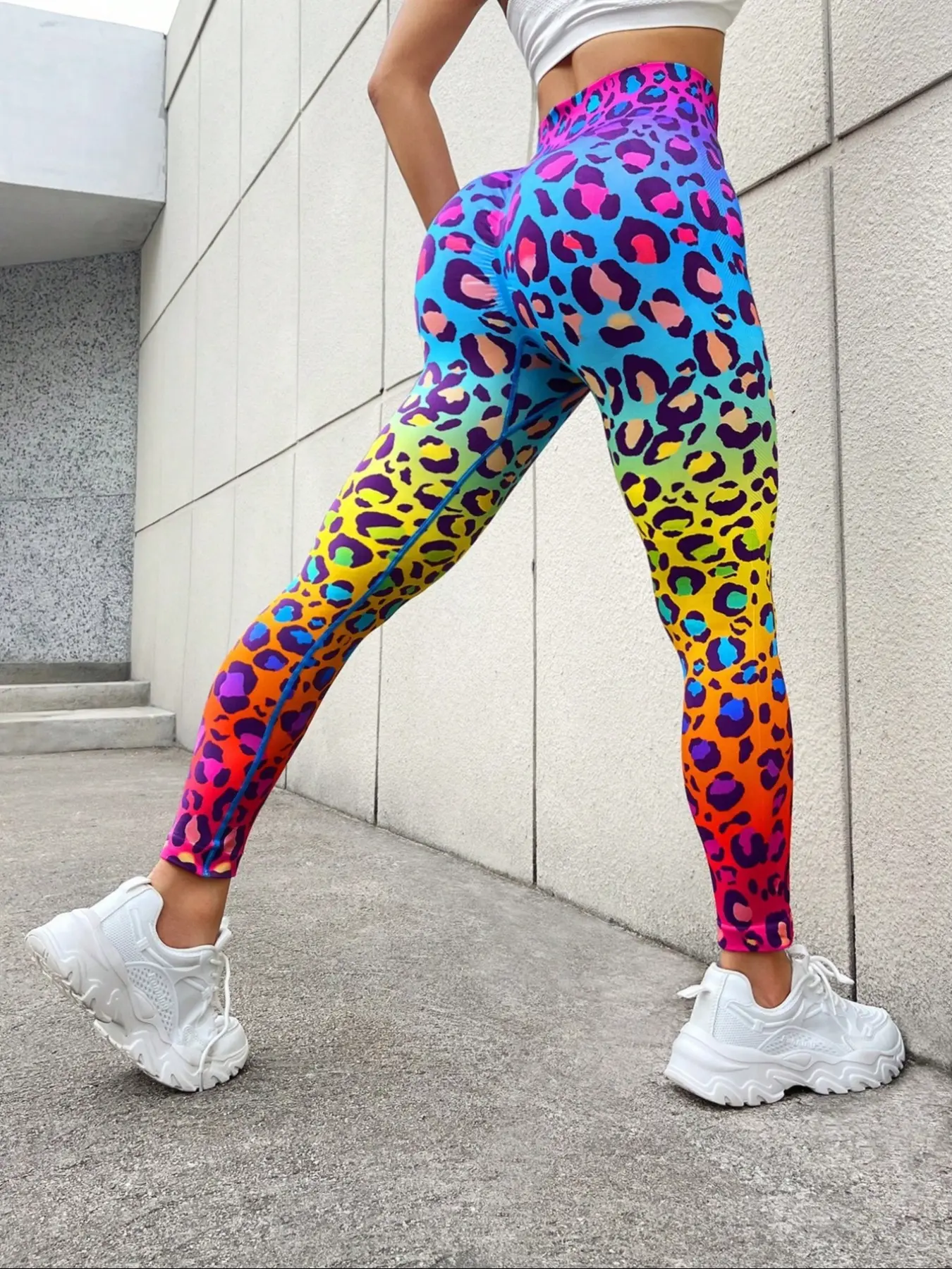 Colorful Leopard Print Yoga Pants, High Waisted Sporty Workout Leggings for Women, All Season Fitness Running Tights, Fitness Training Leggings