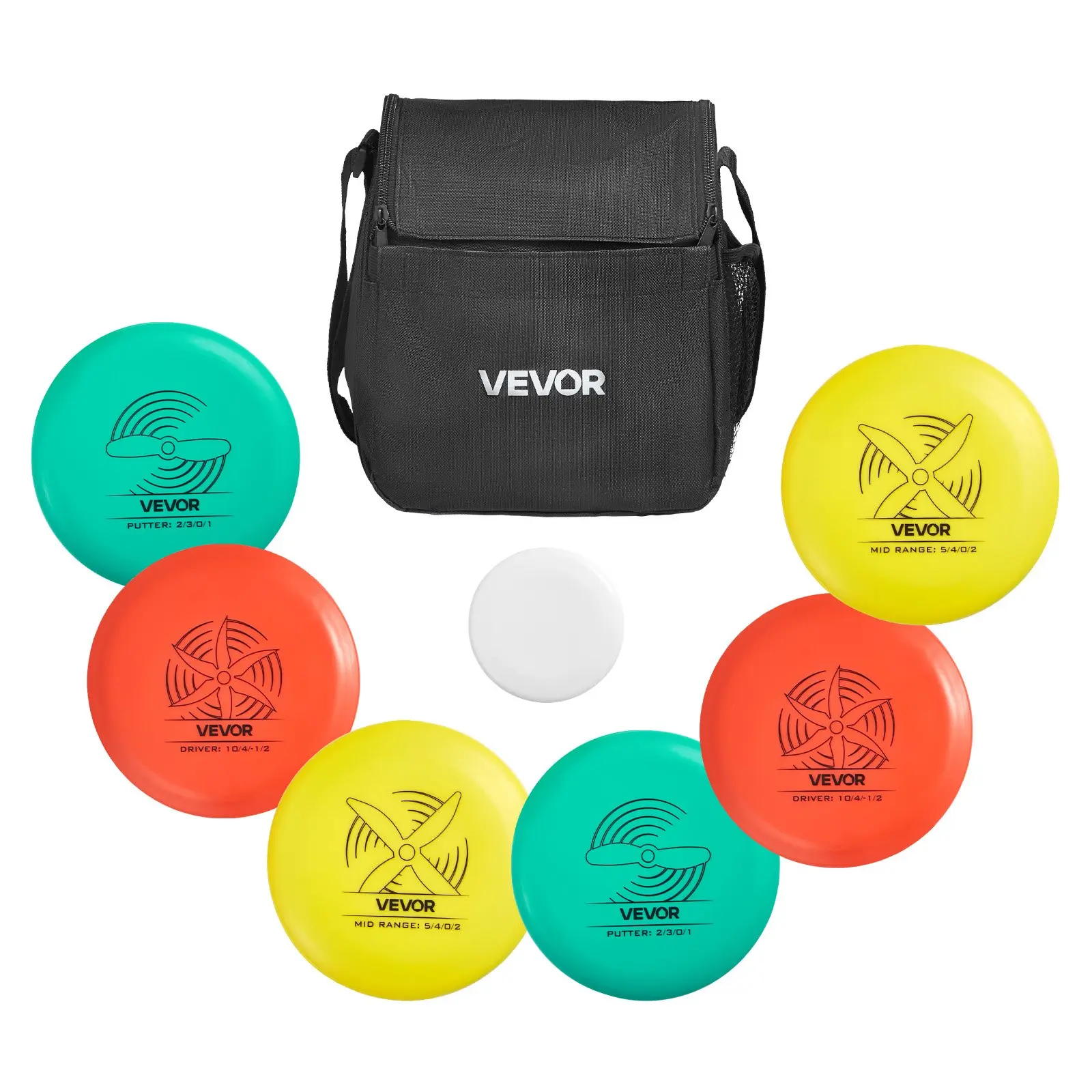 toolupgrade VEVOR 6-Piece Round Discs Disc Golf Beginner Set, Includes Putter, Mid-Range, Driver, Mini Marker, Portable Bag, Outdoor Gear for Backyard, Park