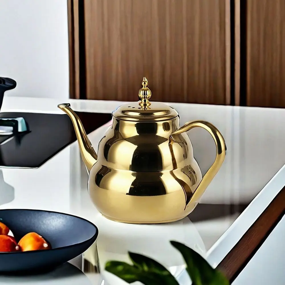 1pc Thickened stainless steel multi-purpose Kitchenware kettle, hotel restaurant with filter screen teapot, home use long spout pot, suitable for induction cook