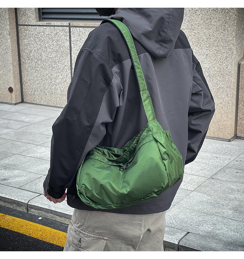 Men’s Waterproof Canvas Messenger Bag - Japanese Dumpling Crossbody Bag, Large Capacity, Multi-Pocket, Lightweight, Durable, for Work, Travel