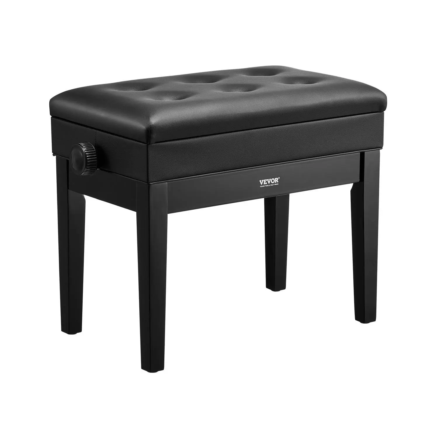 VEVOR Piano Bench, 22" x 13"x 19.3", Keyboard Piano Chair with 19.3"-22.8" Adjustable Height, Padded Cushion, Storage Compartment for Music Books, Wooden Piano Stool Seat, for Vanity, Living Room