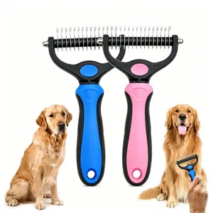 Double-Sided Pet Shedding & Dematting Undercoat Rake Comb – Grooming Tool for Long-Haired Dogs & Cats, Removes Loose Fur & Light Tangles, Routine Coat Care for Less Shedding or Flying Hair, Results May Vary by Coat Type