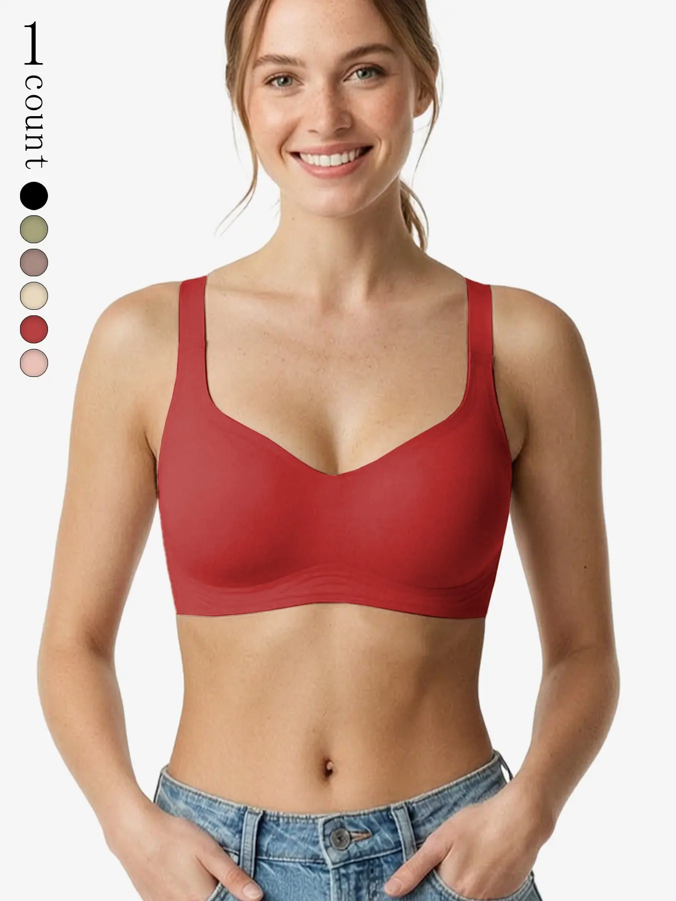 Women's Seamless Wireless Bra Underwear, Push Up Full Coverage, Racerback Lingerie, Adjustable Straps, Casual Daily Wear, All Seasons